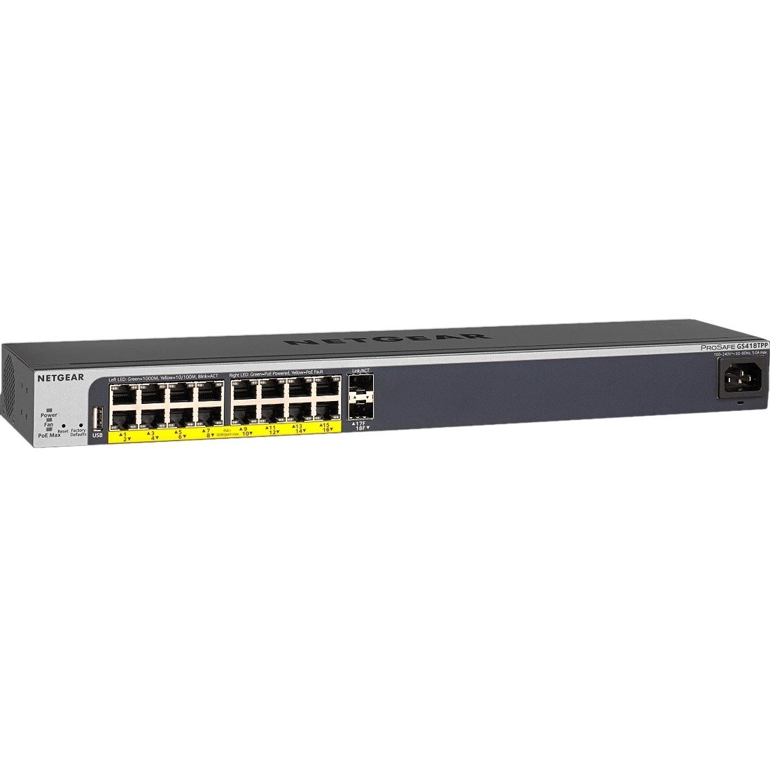 Netgear ProSAFE GS418TPP Easy-Mount 16-PortPoE+ Gigabit Smart Managed Switch with 2 SFP Ports