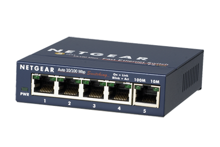 Netgear FS105 5 Port 10/100Mbps Fast Ethernet Switch with Auto Uplink New